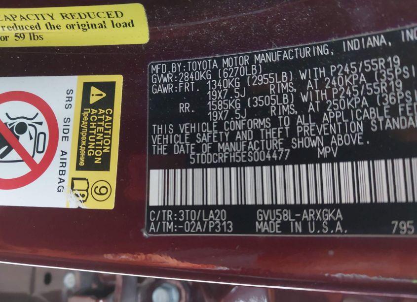 Photo 9 of 2014 Toyota Highlander HYBRID LIMITED (VIN 5TDDCRFH5ES004477)