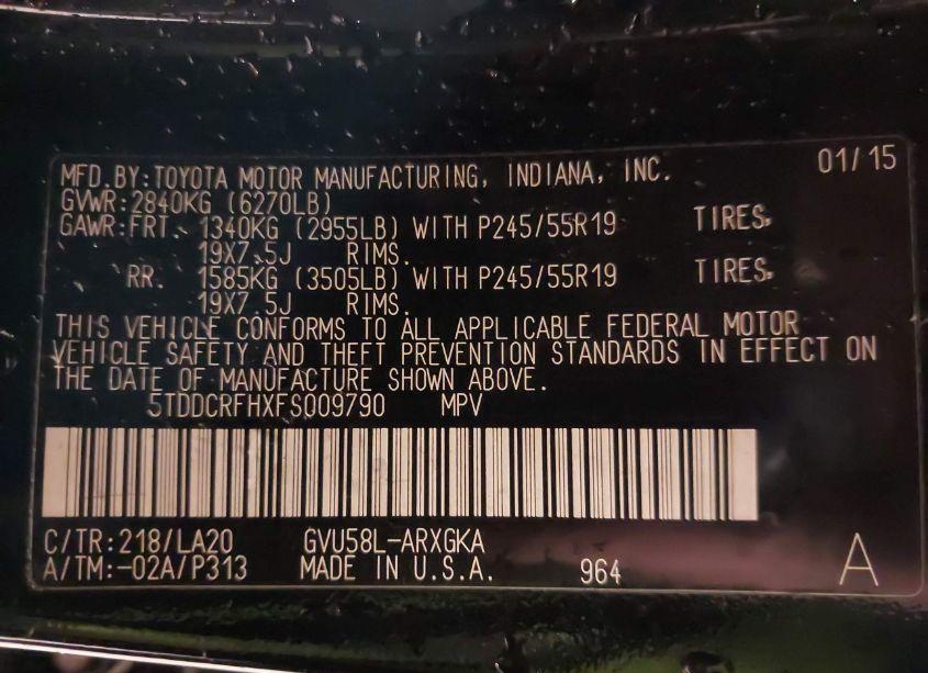 Photo 9 of 2015 Toyota Highlander HYBRID LIMITED PLATINUM V6 (VIN 5TDDCRFHXFS009790)