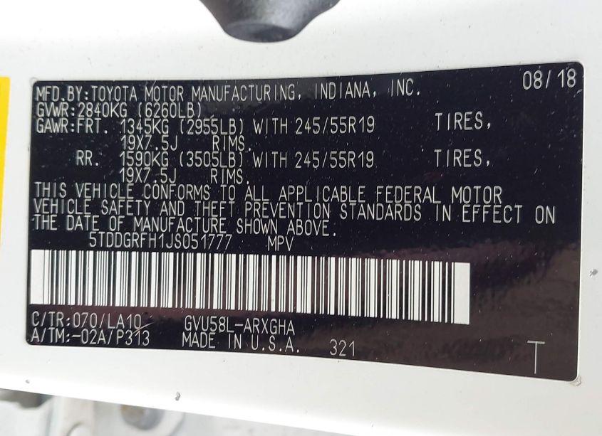 Photo 9 of 2018 Toyota Highlander HYBRID LIMITED (VIN 5TDDGRFH1JS051777)