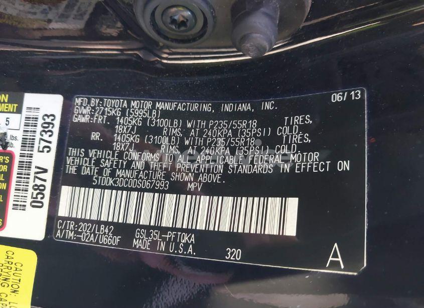 Photo 9 of 2013 Toyota Sienna XLE/LIMITED (VIN 5TDDK3DC0DS067993)