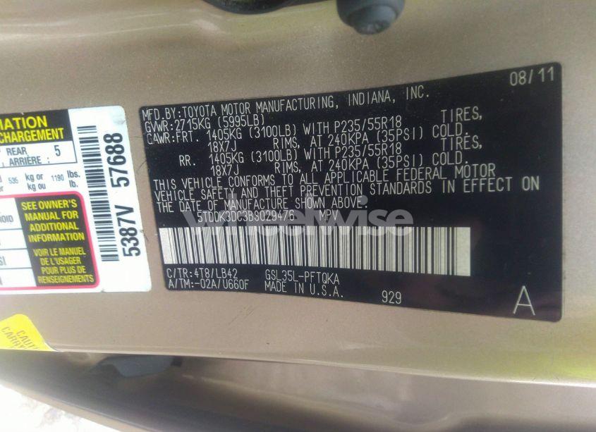 Photo 9 of 2011 Toyota Sienna XLE/LIMITED (VIN 5TDDK3DC3BS029476)