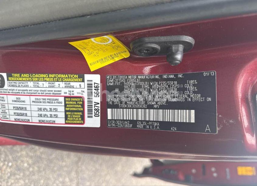 Photo 9 of 2013 Toyota Sienna XLE/LIMITED (VIN 5TDDK3DC3DS058382)