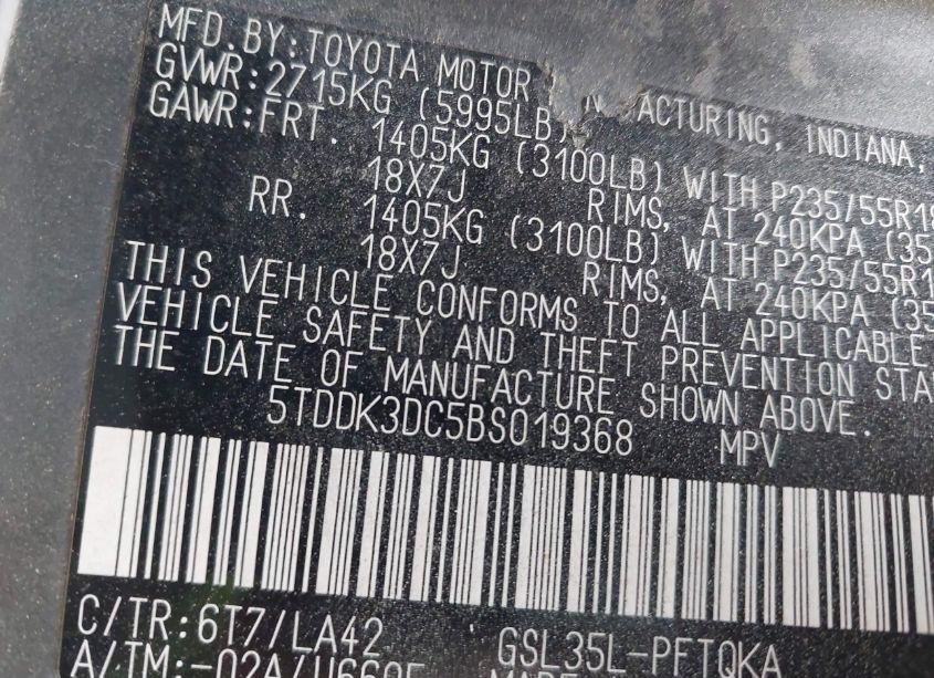 Photo 9 of 2011 Toyota Sienna XLE/LIMITED (VIN 5TDDK3DC5BS019368)