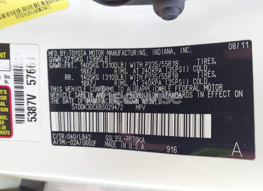 Photo 9 of 2011 Toyota Sienna XLE/LIMITED (VIN 5TDDK3DC6BS029472)