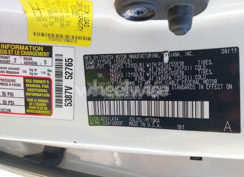 Photo 9 of 2011 Toyota Sienna XLE/LIMITED (VIN 5TDDK3DC7BS028735)