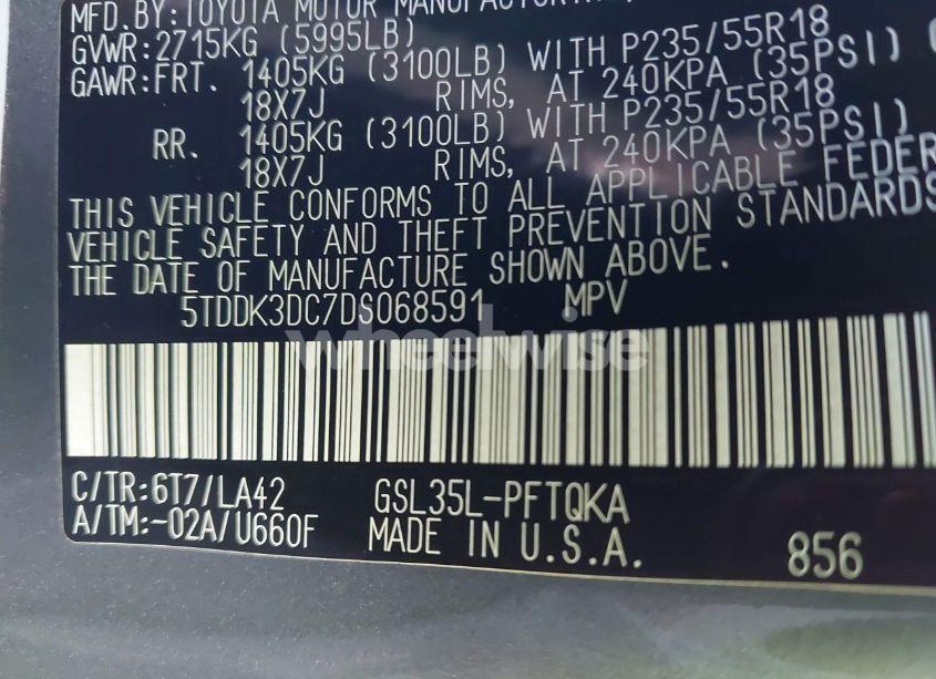 Photo 9 of 2013 Toyota Sienna XLE/LIMITED (VIN 5TDDK3DC7DS068591)