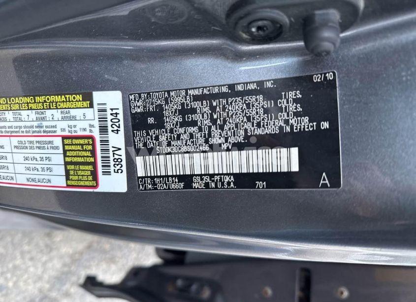 Photo 9 of 2011 Toyota Sienna XLE/LIMITED (VIN 5TDDK3DC8BS002466)