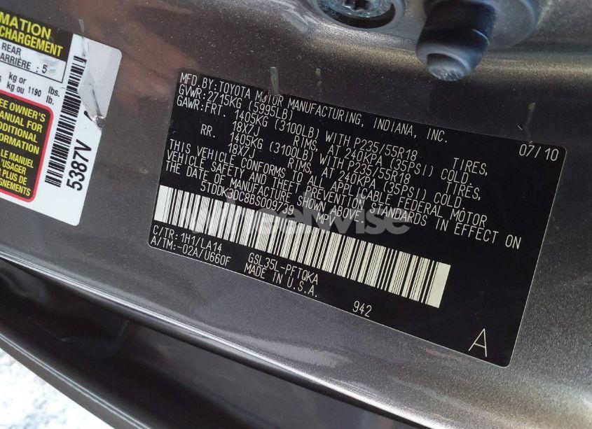 Photo 9 of 2011 Toyota Sienna XLE/LIMITED (VIN 5TDDK3DC8BS009739)