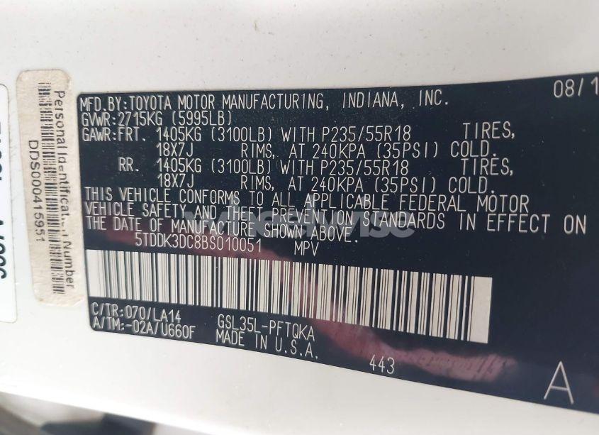 Photo 9 of 2011 Toyota Sienna XLE/LIMITED (VIN 5TDDK3DC8BS010051)