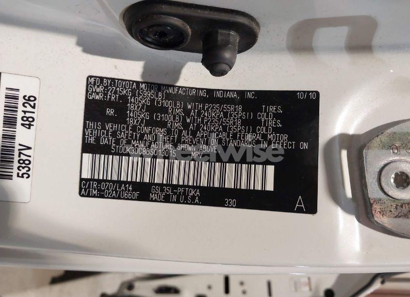 Photo 9 of 2011 Toyota Sienna XLE/LIMITED (VIN 5TDDK3DC8BS013015)