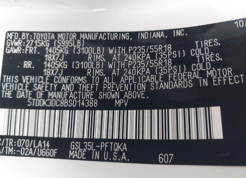 Photo 9 of 2011 Toyota Sienna XLE/LIMITED (VIN 5TDDK3DC8BS014388)