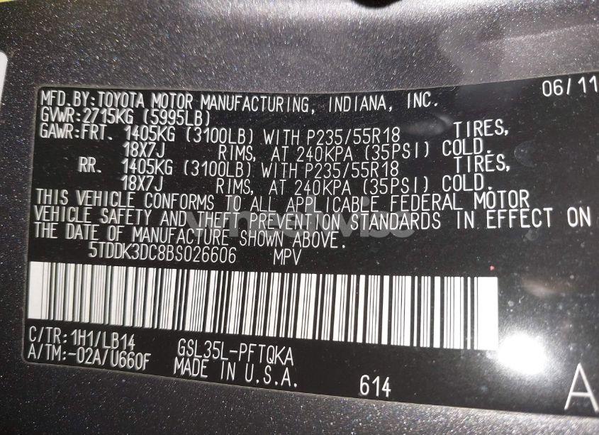 Photo 9 of 2011 Toyota Sienna XLE/LIMITED (VIN 5TDDK3DC8BS026606)