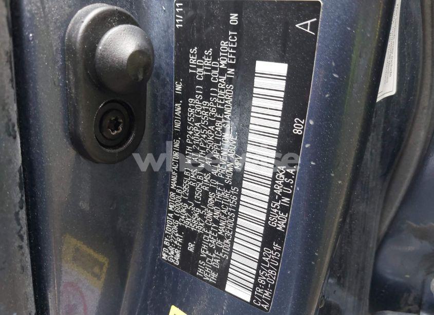 Photo 9 of 2012 Toyota Highlander LIMITED V6 (VIN 5TDDK3EH0CS115615)