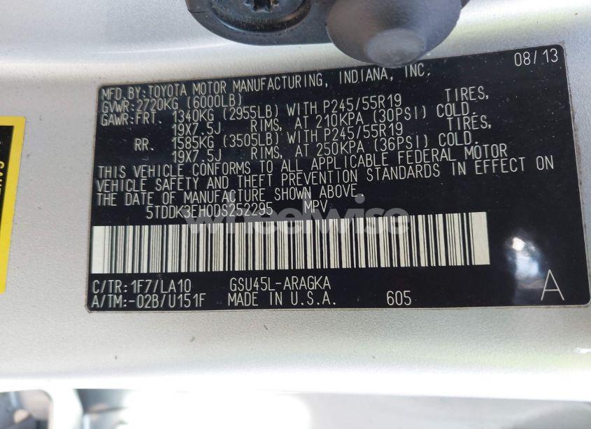 Photo 9 of 2013 Toyota Highlander LIMITED V6 (VIN 5TDDK3EH0DS252295)