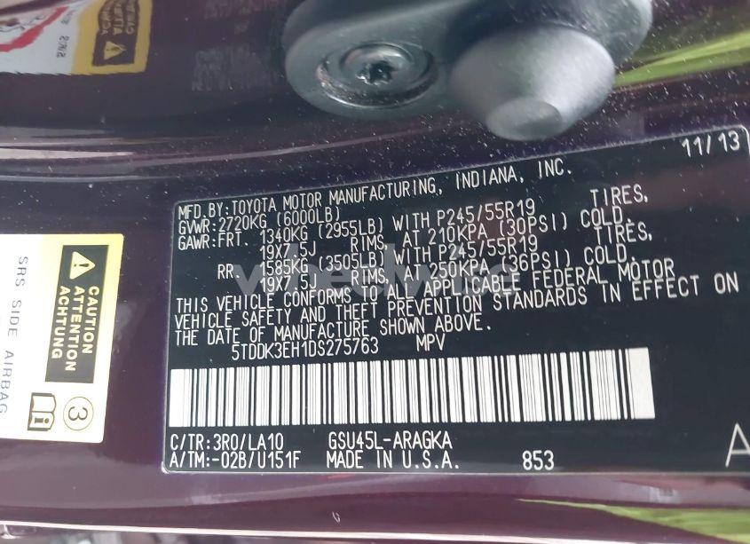 Photo 9 of 2013 Toyota Highlander LIMITED V6 (VIN 5TDDK3EH1DS275763)