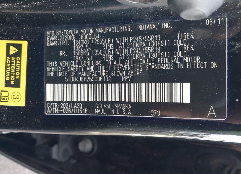 Photo 9 of 2011 Toyota Highlander LIMITED V6 (VIN 5TDDK3EH2BS086133)