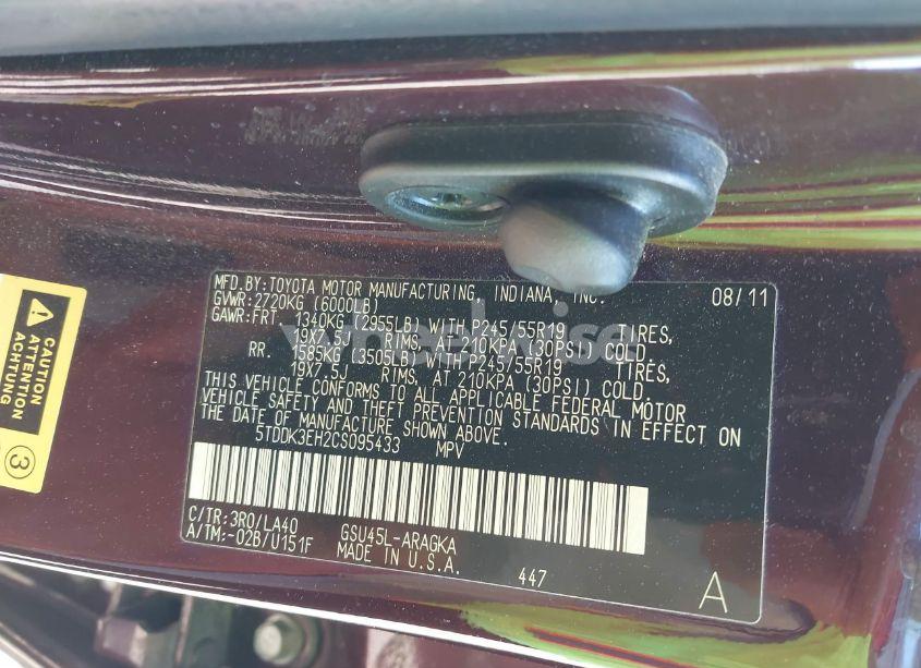 Photo 9 of 2012 Toyota Highlander LIMITED V6 (VIN 5TDDK3EH2CS095433)