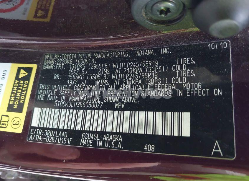 Photo 9 of 2011 Toyota Highlander LIMITED V6 (VIN 5TDDK3EH3BS050077)