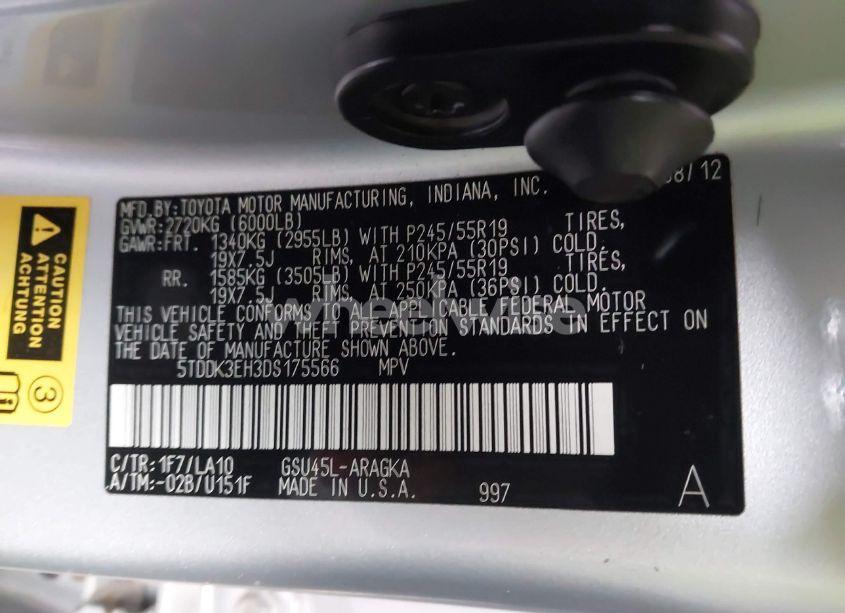 Photo 9 of 2013 Toyota Highlander LIMITED V6 (VIN 5TDDK3EH3DS175566)