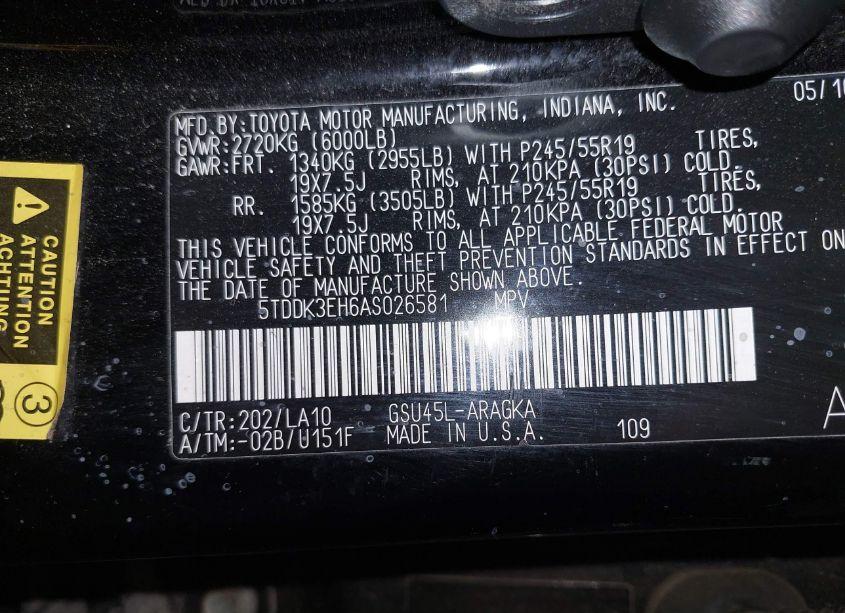 Photo 9 of 2010 Toyota Highlander LIMITED V6 (VIN 5TDDK3EH6AS026581)