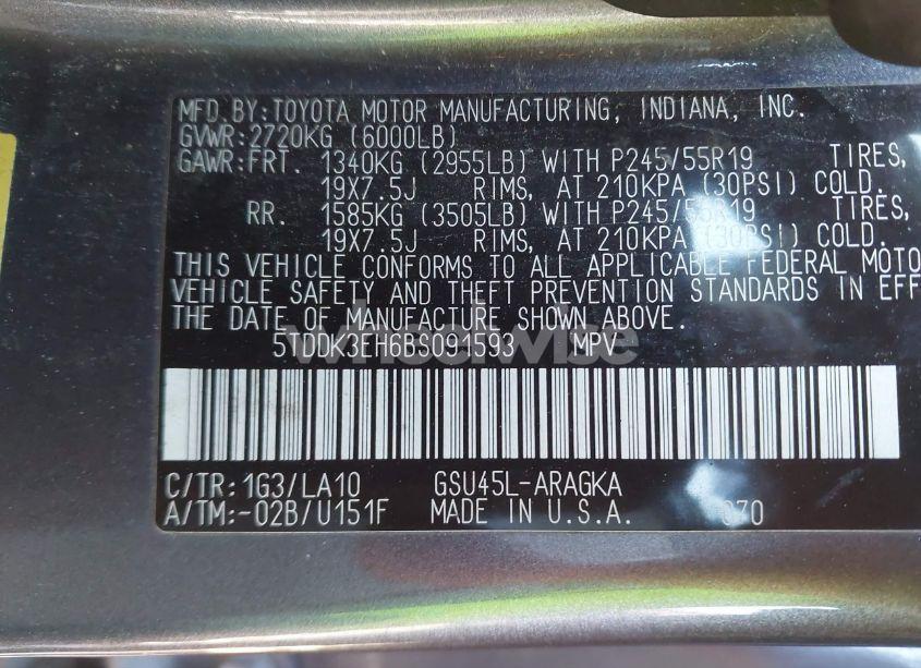 Photo 9 of 2011 Toyota Highlander LIMITED V6 (VIN 5TDDK3EH6BS091593)