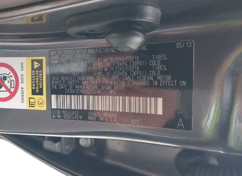 Photo 9 of 2013 Toyota Highlander LIMITED V6 (VIN 5TDDK3EH6DS233248)