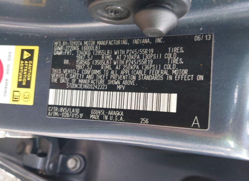 Photo 9 of 2013 Toyota Highlander LIMITED V6 (VIN 5TDDK3EH6DS242323)