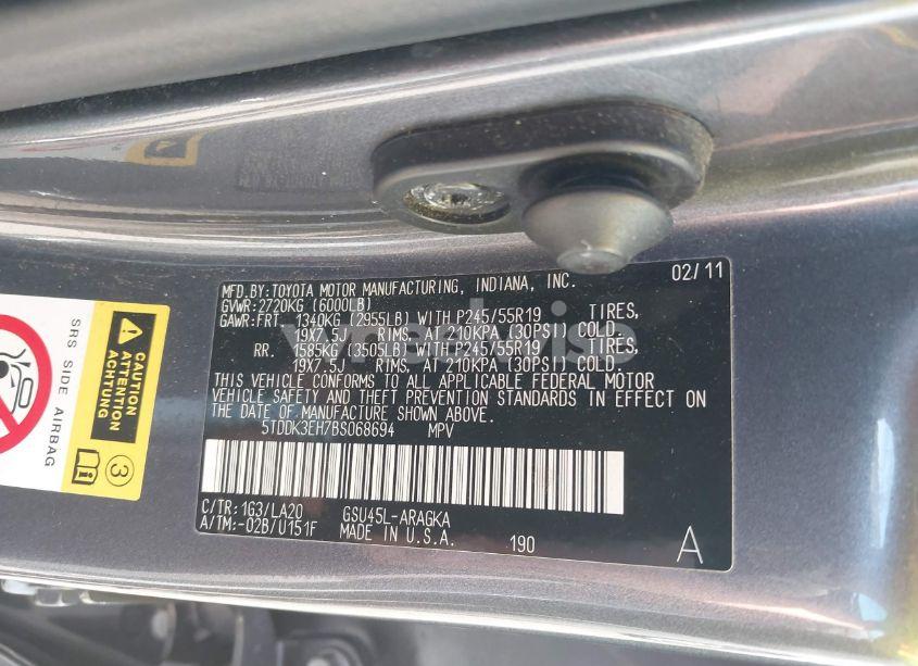 Photo 9 of 2011 Toyota Highlander LIMITED V6 (VIN 5TDDK3EH7BS068694)