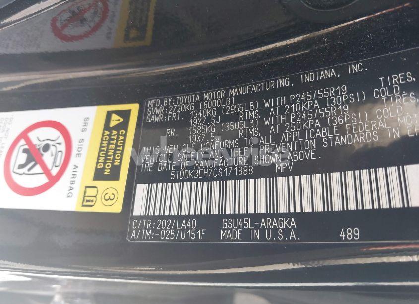 Photo 9 of 2012 Toyota Highlander LIMITED V6 (VIN 5TDDK3EH7CS171888)