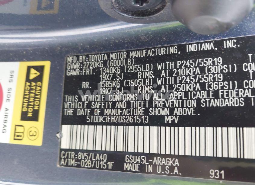 Photo 9 of 2013 Toyota Highlander LIMITED V6 (VIN 5TDDK3EH7DS261513)