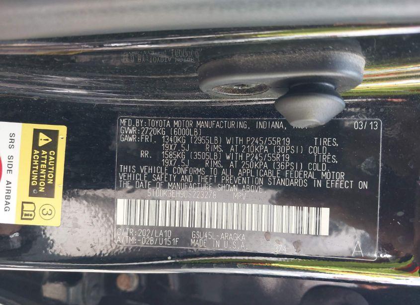 Photo 9 of 2013 Toyota Highlander LIMITED V6 (VIN 5TDDK3EH9DS223278)