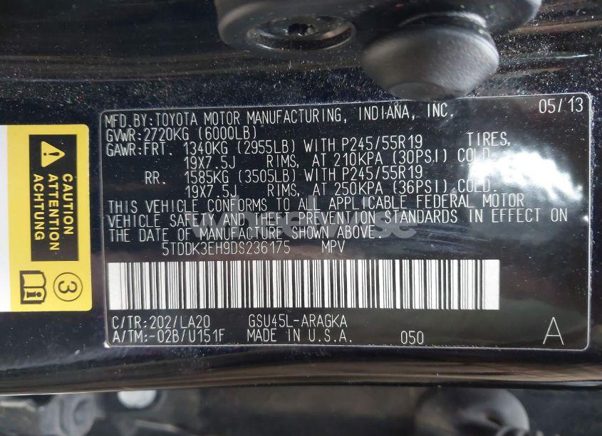 Photo 9 of 2013 Toyota Highlander LIMITED V6 (VIN 5TDDK3EH9DS236175)