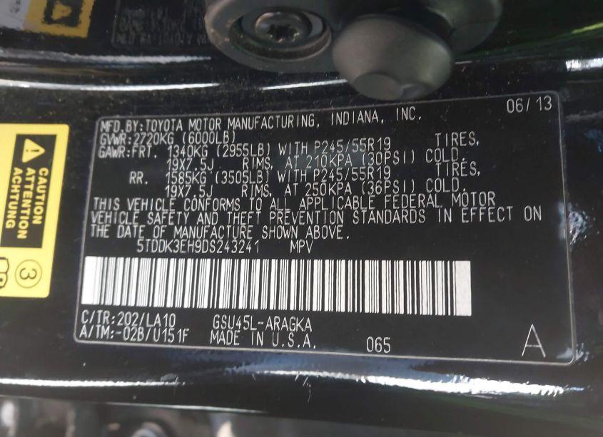 Photo 9 of 2013 Toyota Highlander LIMITED V6 (VIN 5TDDK3EH9DS243241)