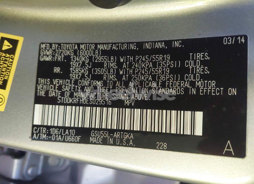 Photo 9 of 2014 Toyota Highlander LIMITED PLATINUM V6 (VIN 5TDDKRFH0ES029516)