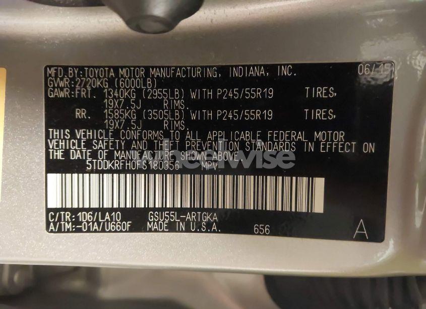 Photo 9 of 2015 Toyota Highlander LIMITED V6 (VIN 5TDDKRFH0FS180356)