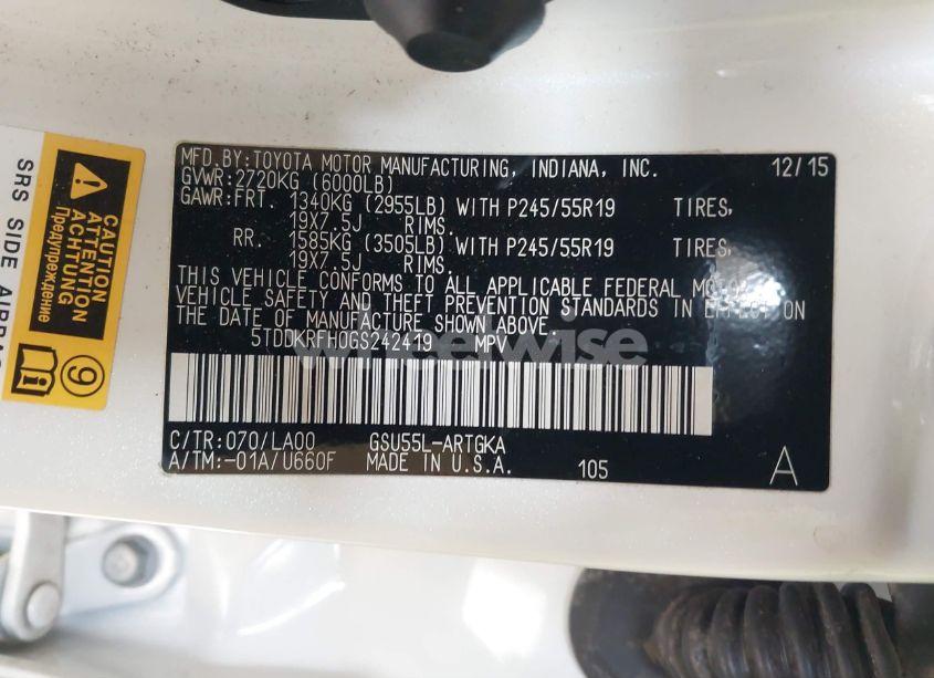 Photo 9 of 2016 Toyota Highlander LIMITED V6 (VIN 5TDDKRFH0GS242419)