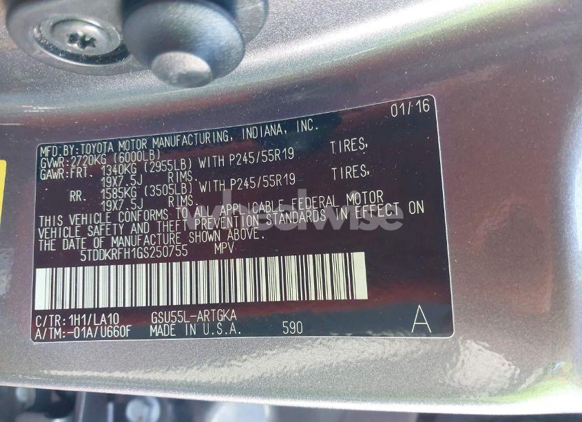 Photo 9 of 2016 Toyota Highlander LIMITED V6 (VIN 5TDDKRFH1GS250755)