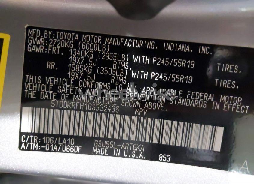 Photo 9 of 2016 Toyota Highlander LIMITED V6 (VIN 5TDDKRFH1GS332436)