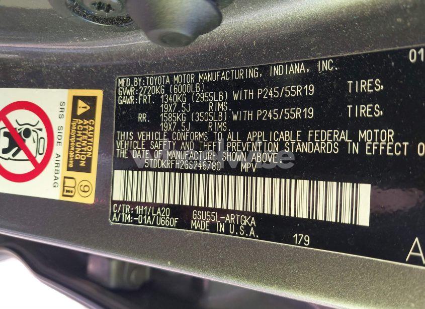 Photo 9 of 2016 Toyota Highlander LIMITED V6 (VIN 5TDDKRFH2GS246780)