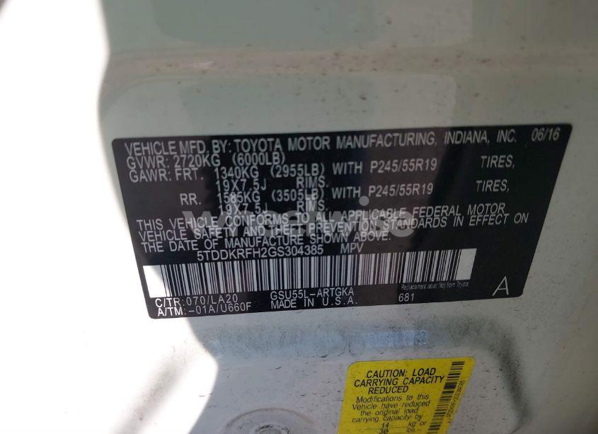 Photo 9 of 2016 Toyota Highlander LIMITED V6 (VIN 5TDDKRFH2GS304385)