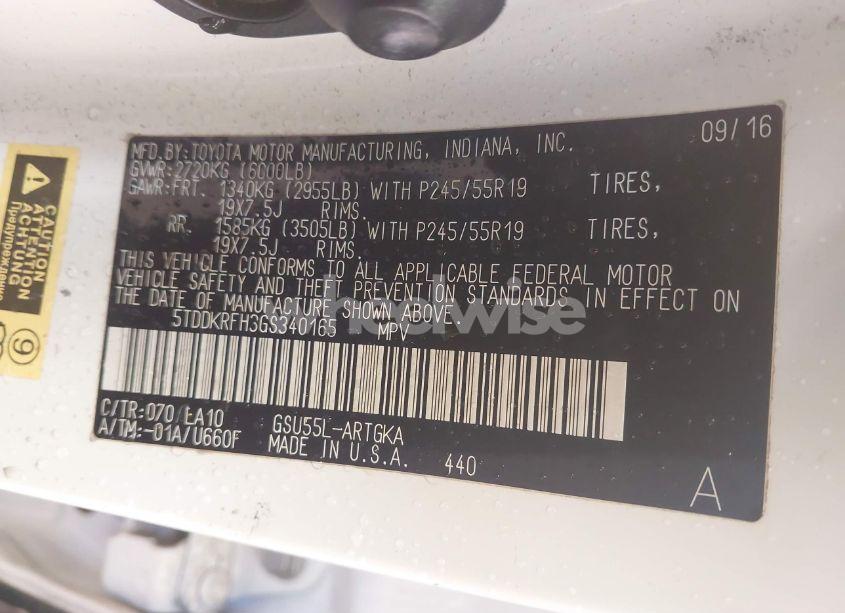 Photo 9 of 2016 Toyota Highlander LIMITED V6 (VIN 5TDDKRFH3GS340165)