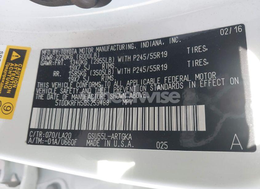 Photo 9 of 2016 Toyota Highlander LIMITED V6 (VIN 5TDDKRFH5GS259488)