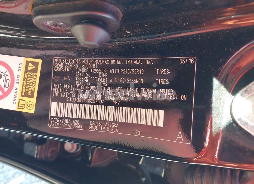 Photo 9 of 2016 Toyota Highlander LIMITED V6 (VIN 5TDDKRFH5GS292507)