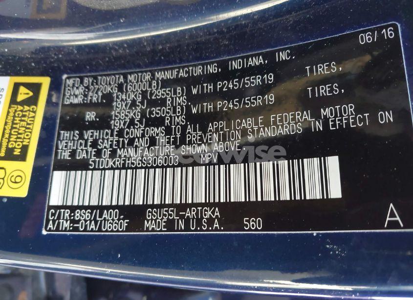 Photo 9 of 2016 Toyota Highlander LIMITED V6 (VIN 5TDDKRFH5GS306003)