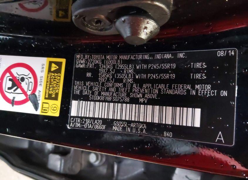 Photo 9 of 2015 Toyota Highlander LIMITED V6 (VIN 5TDDKRFH8FS075788)