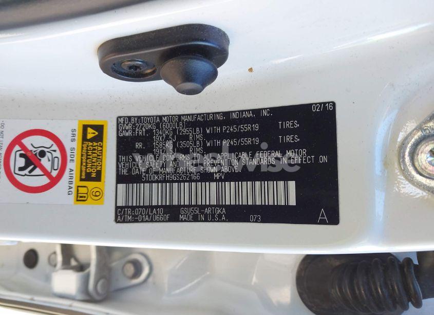 Photo 9 of 2016 Toyota Highlander LIMITED V6 (VIN 5TDDKRFH9GS262166)