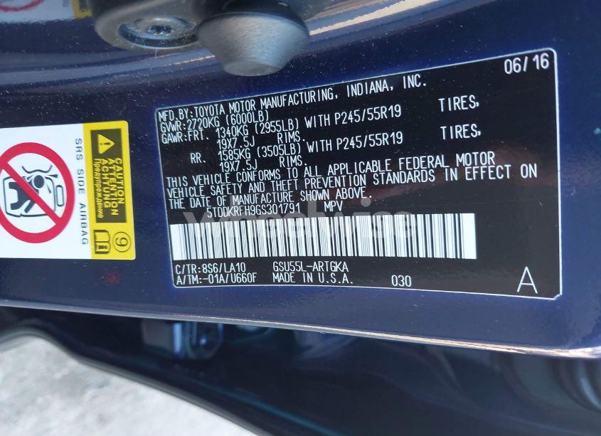 Photo 9 of 2016 Toyota Highlander LIMITED V6 (VIN 5TDDKRFH9GS301791)