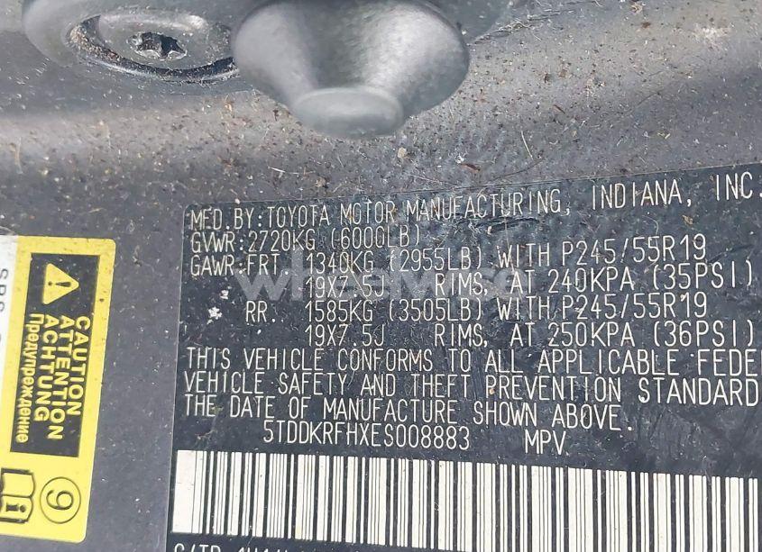 Photo 9 of 2014 Toyota Highlander LIMITED V6 (VIN 5TDDKRFHXES008883)