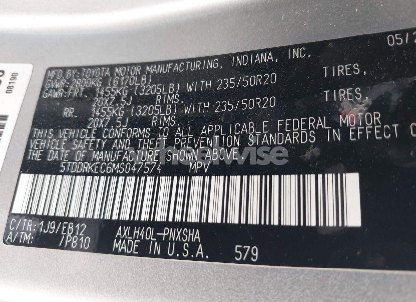 Photo 9 of 2021 Toyota Sienna XSE (VIN 5TDDRKEC6MS047574)