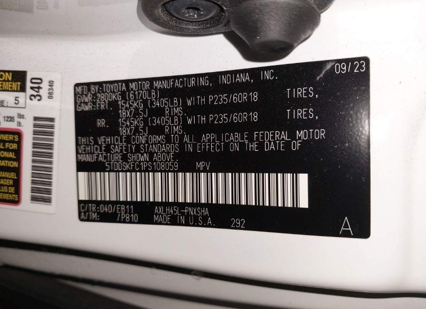 Photo 9 of 2023 Toyota Sienna XSE (VIN 5TDDSKFC1PS108059)